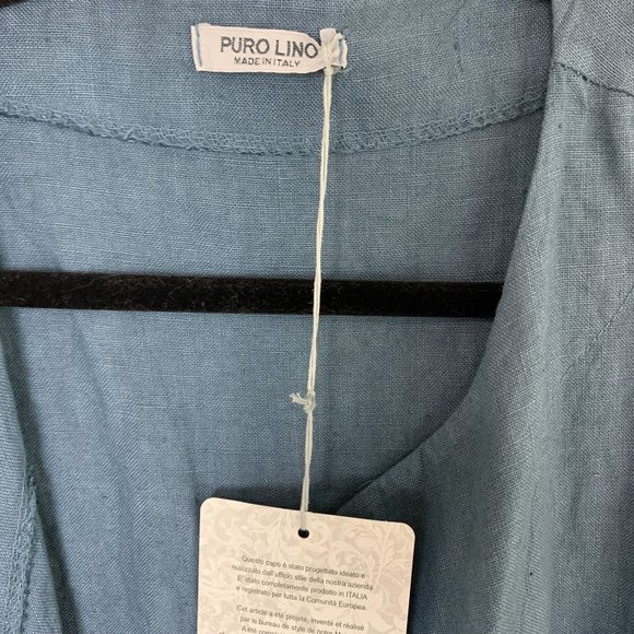 Puro Lino Italy blue open linen duster cardigan - Picture 3 of 8